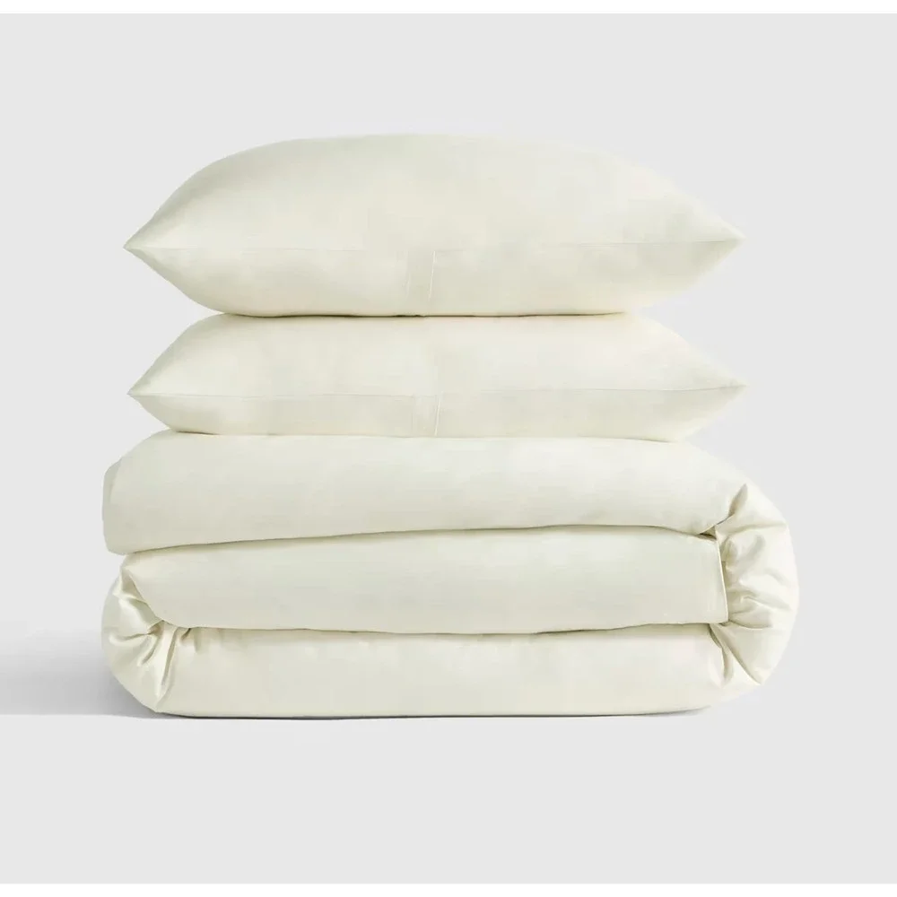 Quince Classic Organic Percale Duvet Cover Set King/Cali ing Ivory 3 Piece